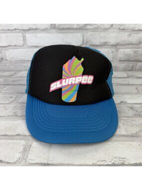 7-11 SLURPEE Hat 90s Theme Snapback Mesh Blue Neon Tie Dye Vintage